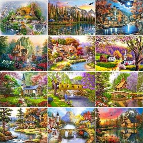 New 5D DIY Diamond Painting Scenic Lodge Diamond Embroidery Scenery Cross Stitch Full Square Round Drill Crafts Home Decor Gift