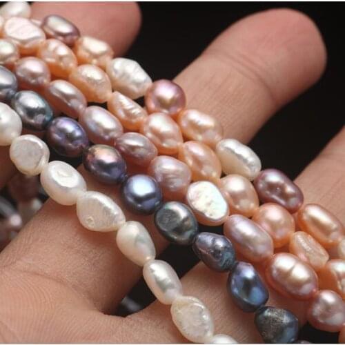 Jewellery 8-9mm white freshwater pearl Natural Baroque shaped 14.5" beads