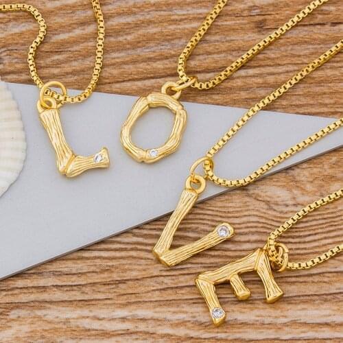 Hot Sale Tiny Gold Color Copper Initial Letters Necklace For Women A-Z Alphabet Pendant Charm Chain Necklace Zircon CZ Jewelry