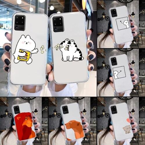 Friends Cartoon Couple Lovers Phone Case For Samsung Galaxy Note 4 8 9 10 20 S8 S9 S10 S10E S20 Plus UITRA Ultra transparent