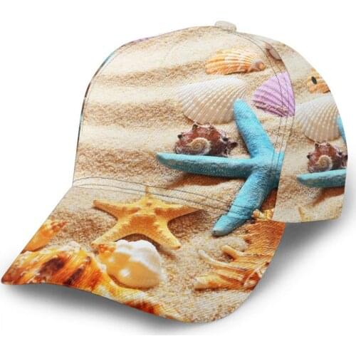 CINESSD 2020 Summer New Unisex Outdoor Sport Sunscreen Baseball Hat Running Visor Cap Sea Shells On Summer Beach And Sand