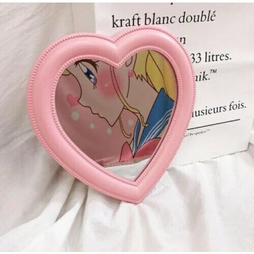 CSHOU176 Heart-shaped Mirror Makeup Mirror Desktop Vanity Mirror Wall Mounted Dual-Use Makeup Mirror Wall Decoration 27*28cm