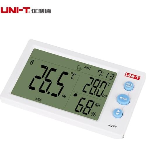 UNI-T Temperature Humidity Meter Measures Real-time ℃/℉ Selectable Display of temperature humidity date and time A12T A13T