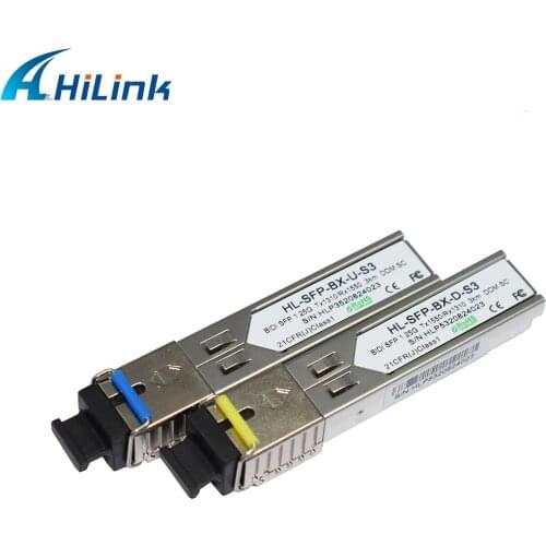 Hilink GLC-BX-D & GLC-BX-U-3km, 1000BASE-BX BIDI SFP 1310/1550 3KM DDM SC Connector