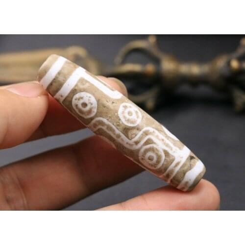 Exquisite Rare Old Tibetan AAA Agate 9 Eyes King of dZi Bead Talisman 62*15MM AJ Treasure Amulet Talisman LKbrother Sauces