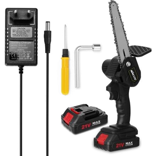 KKmoon 6 Inch 21V (Two Battery) Electric Infinitely Variable Speeds Pruning Saw Rechargeable Small Wood Spliting Brush Chainsaw