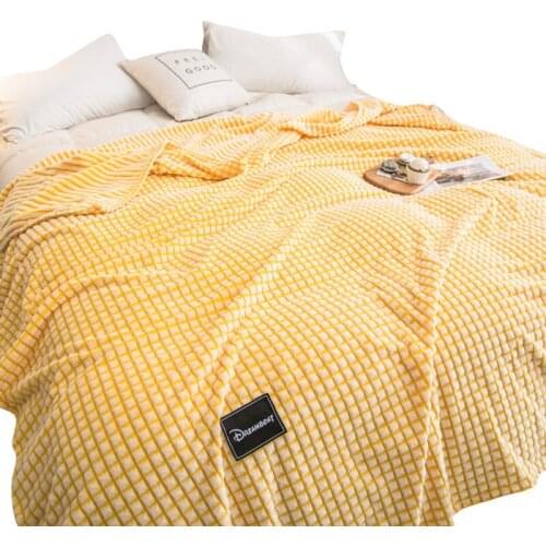 Plaid Yellow Color Plaid Blanket Coral Fleece Thow Blankets for Beds plaid canape Single Bedspread Blankets for Sofa