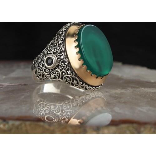 Real Sterling Silver Ring with Natural Agate or Onyx or Tiger Eye Stone Silver Women Ring Silver Men Ring Gifts for Men