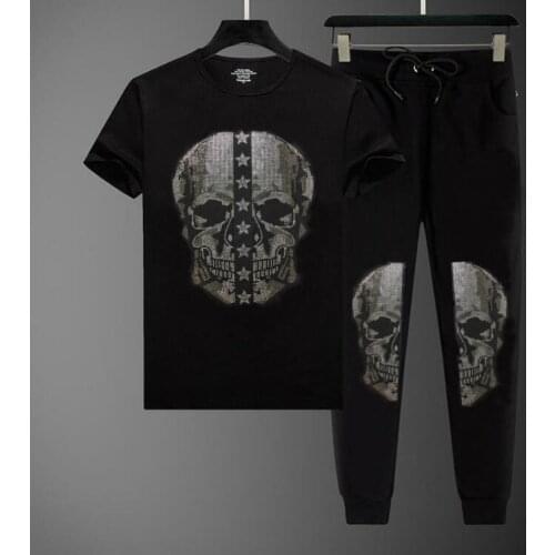 Summer Mens Sets Brand Sportswear Tracksuits 2 Piece Sets Mens Clothes Hot drill short Sleeve Sets Male Streetswear