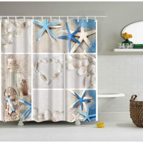 Creative beach shells and turtles pattern Shower Curtain High quality bathroom waterproof design Bath curtain with hook TZ170420
