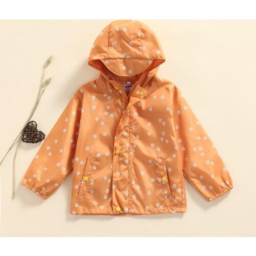 Toddler Hooded Jacket Girls Casual Floral Printed Long Sleeve Jacket With Pockets Holiday Warm Outerwear
