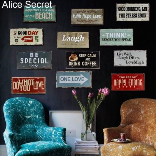 Home Decor Metal Plate Vintage Cafe Tin Signs Bar Pub Garage Hotel Decorative Tin Metal Sign Metal Art Plaque 15x30cm