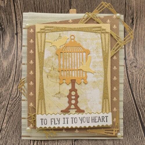 Birds Metal Cutting Dies Square Embossing Frame Dies For Scrapbooking Card Album Gift Decoration