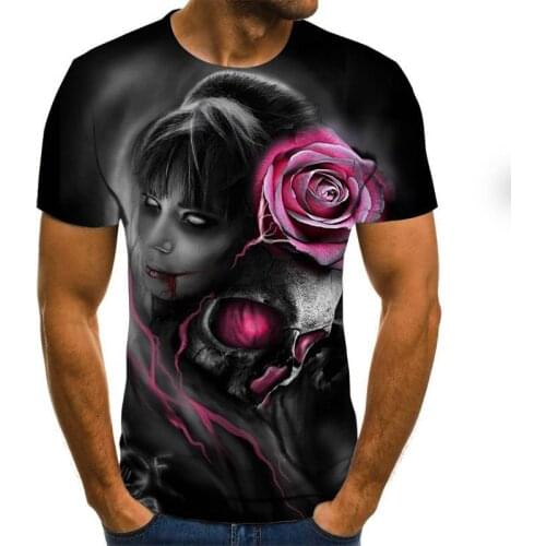 2020 Mens horror T shirts Fashion New Summer Mens Short Sleeve T-shirt Casual 3D Zombie Print Tshirt For Man Full Printed