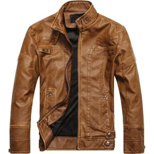 B 2019 Autumn Winter Motorcycle Leather Jackets Mens Leather Coat Thick Faux PU Jacket Mens Brand Clothing Male Coat