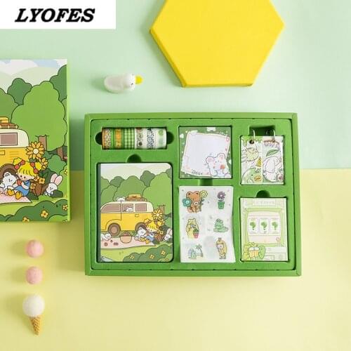 Stationary Set Sweet Cute School Supplies Portable Traveler Writing Notebook and Journals Stickers Gift Box anime scrubs