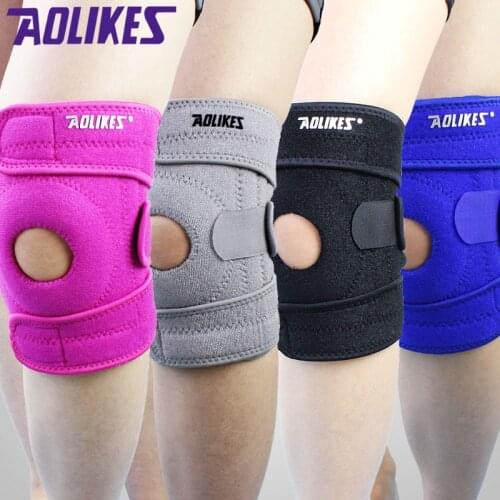 AOLIKES 1 Pcs Mountaineering Cycling Knee Pad Patella Damping 4 Springs Support Protector Kneepad For Volleyball Sports Safety