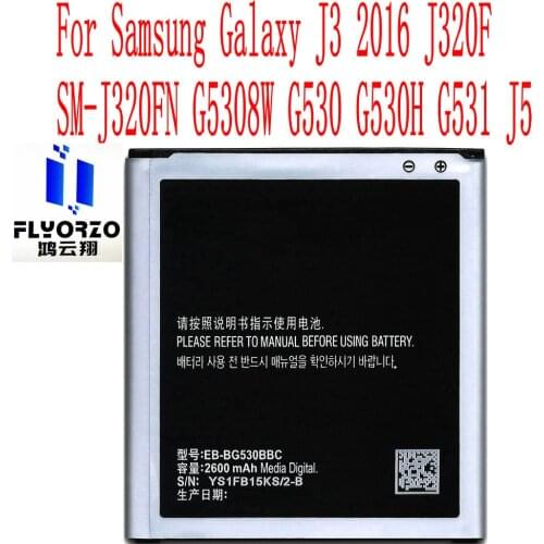 New High Quality 2600mAh EB-BG530BBC Battery For Samsung Galaxy J3 2016 J320F SM-J320FN G5308W G530 G530H G531 J5 Mobile Phone