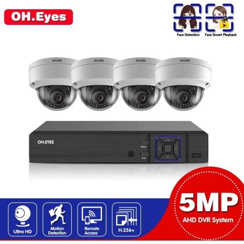 AI H.265 4CH CCTV System 5MP Wireless Audio AHD DVR NVR Outdoor Video Surveillance Home Security Camera System 4CH DVR Kit