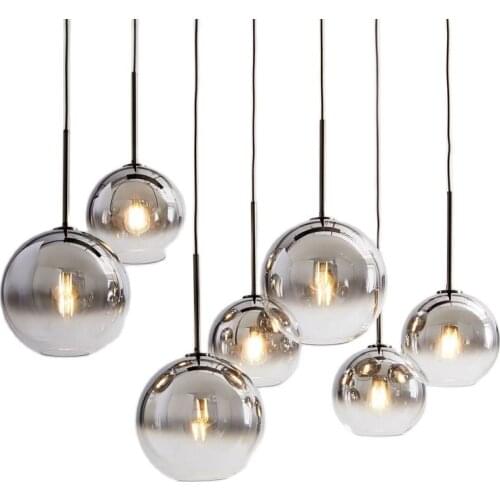 Loft Gold Silver Glass Ball Modern Pendant Light Hanging Lamp Hanglamp Kitchen Light Fixture Dining Living Room Lighting