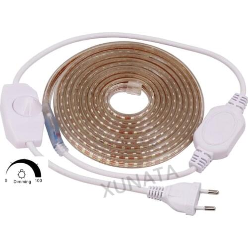 Ultra Bright 220V 240V LED Strip Waterproof White / Blue /Warm 120 LEDs/m SMD 2835 Dimmer Ribbon Tape Flexible LED Light 1m-25m