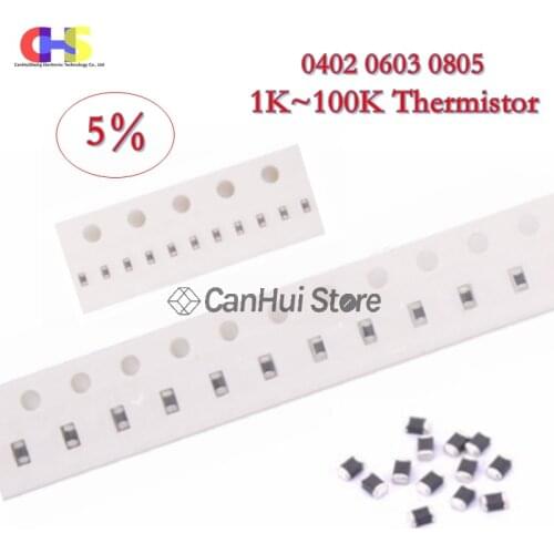 20pcs 0402 0603 0805 5％ NTC SMD Thermistor 1K 2.2K 2K 3.3K 4.7K 6.8K 10K 15K 22K 33K 47K 50K 100K Thermal Resistor