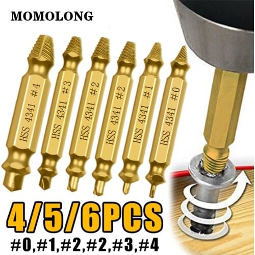 4/5/6PCS Damaged Screw Extractor Drill Bit Set Easily Take Out Broken Screw,Bolt Remover Screws Extractor Demolition Tools