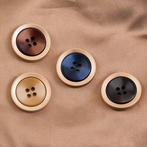 5Pcs 25mm Metal Alloy 4 holes Button Round Golden Button For Clothes Sewing Button Decorative Jeans Overcoat Blazer DIY