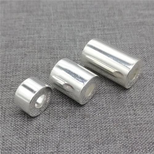 Sterling Silver Shiny Plain Cylinder Barrel Bead for Bracelet Necklace