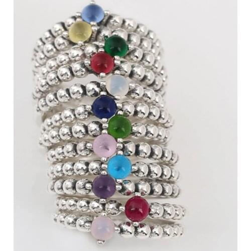 925 Sterling Silver Round Birthday Spring Rainforest Blazing Red Sky Sea Blue Petal Pink Purple Milky White Honey Misty Rose Bea