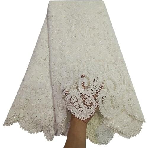 Bestway New White African Lace Fabric 2020 High Quality Nigerian Women Party Embroidery 5 Yard Polished French Tulle Lace Fabric