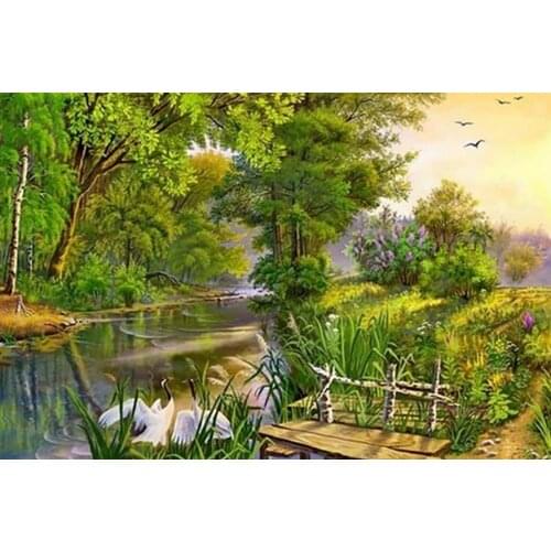 MM 14/16/18/28 CROSS STITCH Full Round Drill 5D DIY Diamond Painting " L3219 Landscape Tree" 3D Embroidery Cross Stitch
