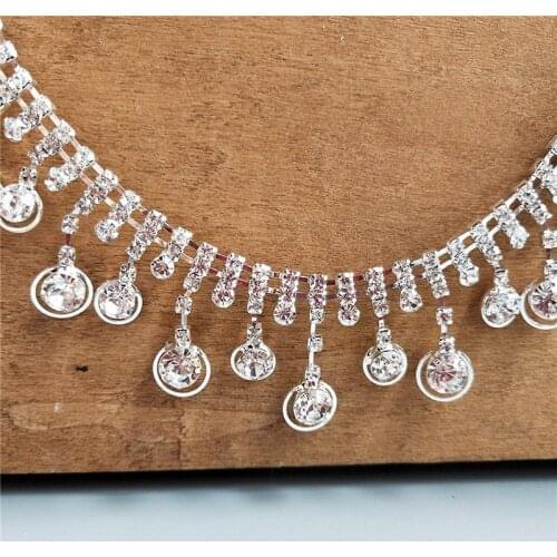 Rhinestone Crystal Chain Bling Diamante Lace Diamond Belt Trim Ribbon Necklace Applique Gem Sparkle Wedding Dress 3cm Width