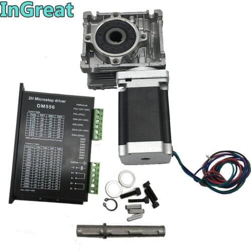 Worm Gearbox RV030 Speed Reducer Ratio 7.5 :1 Nema23 Stepper Motor 112MM 3NM & 5.6A Drive DM556 kit Convert 90 degree