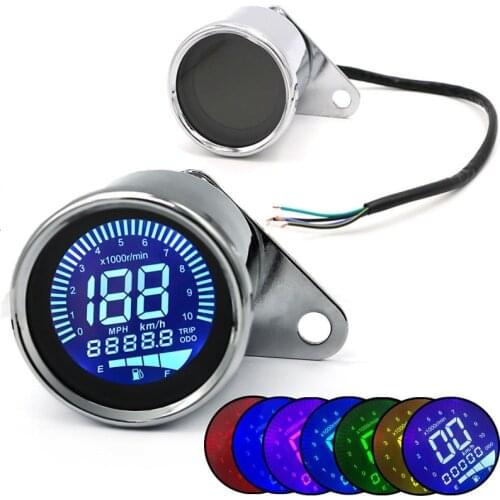 Digital 12V Universal Digital Cafe Racer Vintage Motorcycle Speedometer Odometer Tachometer Gauge fuel meter LED Indicator