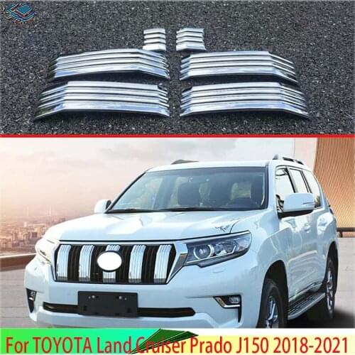 For TOYOTA Land Cruiser Prado J150 2018 2019 Decorate Accessories ABS Chrome Front Grille Cover Center Mesh Trim