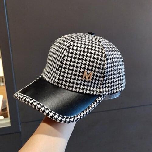 Doitbest INS baseball caps dad hat for women men Leather brim lattice M label spring sports snapback cap winter gorras hombre