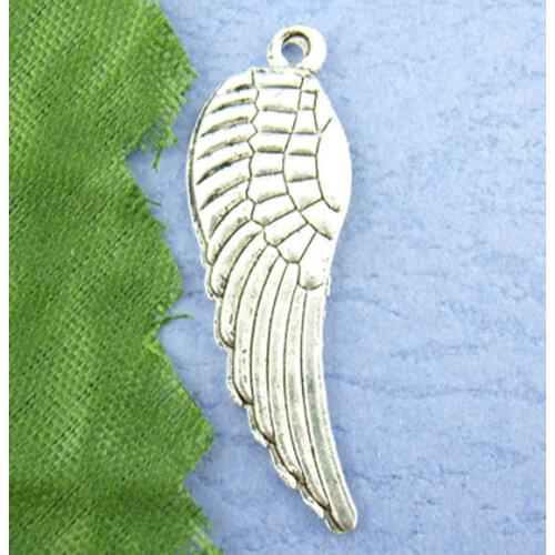 DoreenBeads 40PCs Tibetan silver color Tercel Wing Charms Pendants 10mm x 30mm