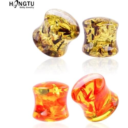 HONGTU 2Pcs New Fashion Resin Flesh Tunnels Men Women Expanders 8-12mm Acrylic Ear Plugs and Tunnels Punk Body Piercing Jewelry