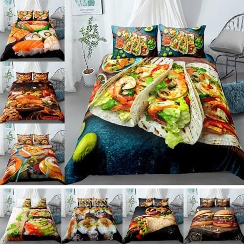 3D Pattern Food Cover Set Bedding King Queen Full Twin Size Bed luxury bedding sets