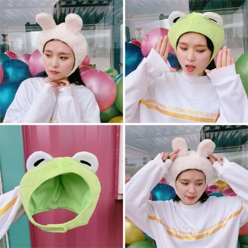 Korean Girl Heart Fluffy Animal Ears Rabbit Hat Frog Cartoon Cute Photo Props