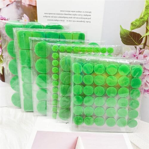 10/15/20/25/30mm Dots Nylon Hook and Loop Adhesive Fastener Magic Sticker Green Round Strong Self Adhesive Fastener Tape 100pair