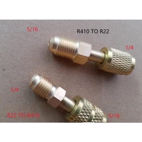 Copper 1/4 turn 5/16 conversion head adapter R410 reducer with valve core air conditioning refilling connector