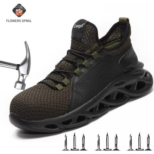 Mens Indestructible Work Shoes Tennis Boots Mens Anti-Puncture Safety Shoes Mens Anti-Smash Steel Work Boots Toe Shoes Footwear