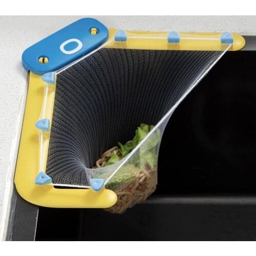 1 Set Anti-skid Convenient Sink Filter Set Plastic Strainer Bags Sink Triangle Rack Kitchen Tool Space Saving Disposable Net