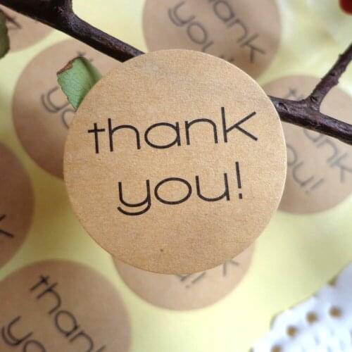 60PCS Kraft Seal Sticker Round Thank You Paper Labels Handmade Gift Paper Box Sealing Stickers Label Wedding Party Decor