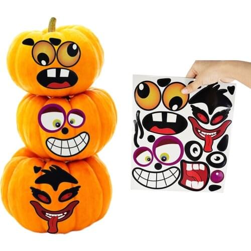 4Pcs Funny Expression Stickers DIY Halloween Decoration For Home Decor Masquerade Party Decoration Pumpkin Scrapbooking Sticker