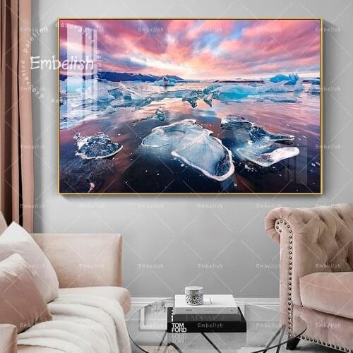 Incredible Landscape With Icebergs Modern Home Decor Pictures For Living Room Wall Art Posters HD Spray On Canvas Oil Paintings