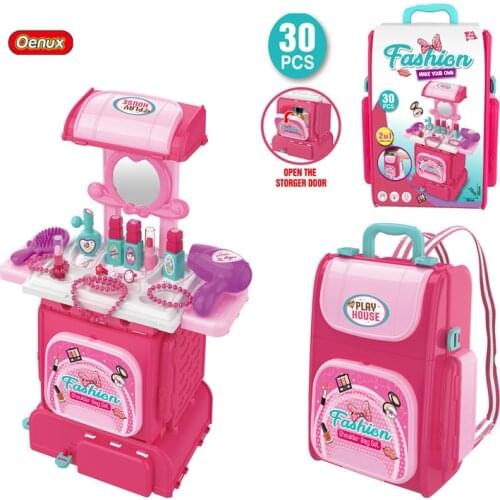 Oenux 30PCS Pretend Play Simulation Kids Cosmetic Beauty Makeup Lipstick Nail Polish Mirror Toy For Princess Girl Birthday Gift