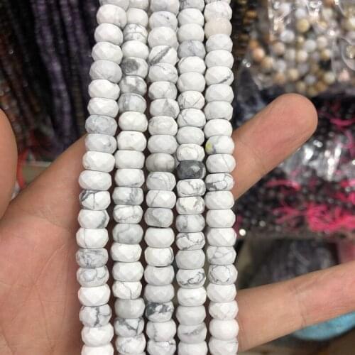 Wholesale A Quality Howlite Beads,4x6mm 5x8mm Faceted Roundel Spacer Gem Stone Loose Beads for jewelry 15.5"/string